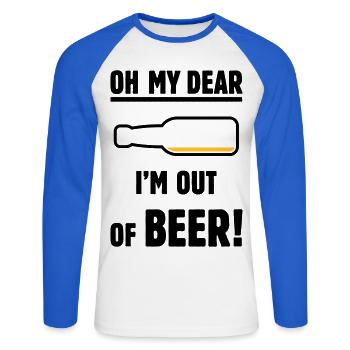 Oh mon cher – je n’ai plus de bière ! (Ale Lager / POS 2C) - T-shirt baseball manches longues Homme - blanc/bleu royal - Devant - Nik (191cm)