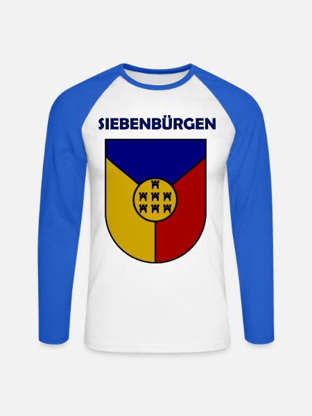 Siebenbürgen Schild mit Türmchen - Unisex Baseballshirt langarm - Weiß/Royalblau