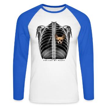 You Are My Heart - T-shirt baseball manches longues Homme - blanc/bleu royal - Devant - Nik (191cm)