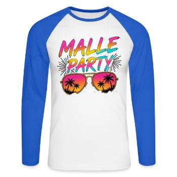 Tenue de fête Malle Majorque vacances d’été - T-shirt baseball manches longues Homme - blanc/bleu royal - Devant - Nik (191cm)