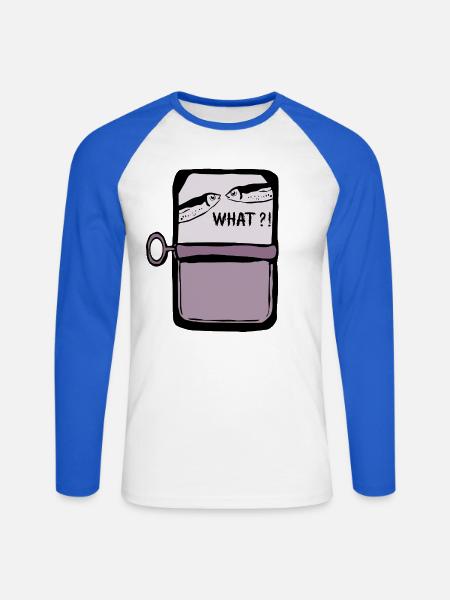 Sardinenfischen - Unisex Baseballshirt langarm - Weiß/Royalblau