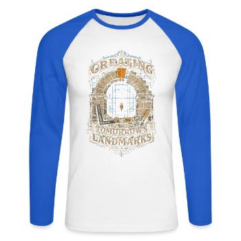 Stonemasonry Stonemasonry - Unisex Long Sleeve Baseball T-Shirt - white/royal blue - Front - Nik (191cm)