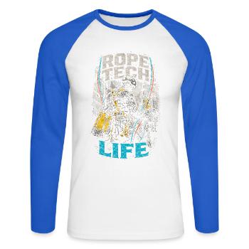 Industrial Climber Height Worker Rope Tech Life - Unisex Long Sleeve Baseball T-Shirt - white/royal blue - Front - Nik (191cm)