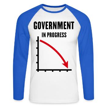 Government In Progress (Regierung Politik / POS2C) - Unisex Baseballshirt langarm - Weiß/Royalblau - Vorne - Nik (191cm)