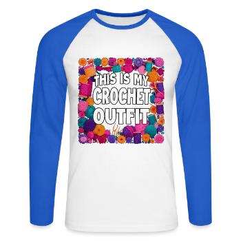 Voici ma tenue au crochet - T-shirt baseball manches longues Homme - blanc/bleu royal - Devant - Nik (191cm)