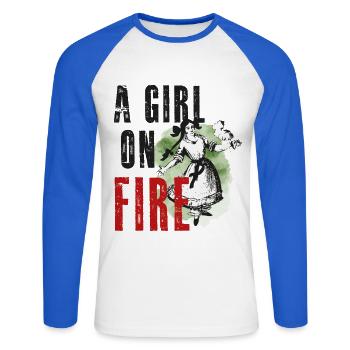 Paulinchen - Une fille en feu - - T-shirt baseball manches longues Homme - blanc/bleu royal - Devant - Nik (191cm)
