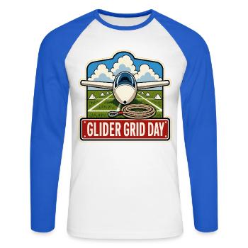 JOURNÉE DE LA GRILLE DE PLANEURS - T-shirt baseball manches longues Homme - blanc/bleu royal - Devant - Nik (191cm)