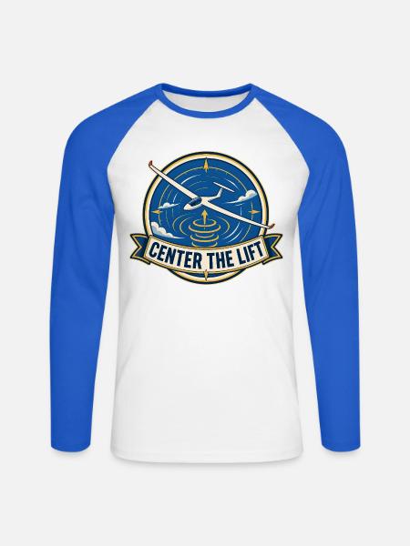 CENTER THE LIFT - Unisex Baseballshirt langarm - Weiß/Royalblau