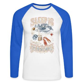 Le sommeil du crabe royal d’Alaska est saisonnier - T-shirt baseball manches longues Homme - blanc/bleu royal - Devant - Nik (191cm)
