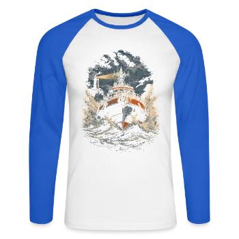 Coast Guard Lifeguard - Unisex Long Sleeve Baseball T-Shirt - white/royal blue - Front - Nik (191cm)