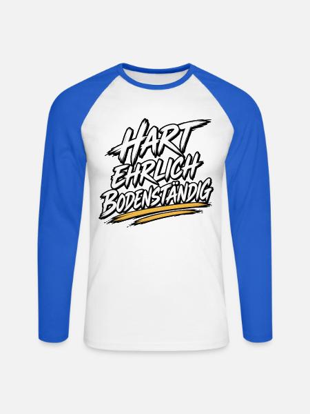 Hart Ehrlich Bodenständig Shirt - Unisex Baseballshirt langarm - Weiß/Royalblau