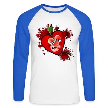 Cerises costumées d’Halloween - T-shirt baseball manches longues Homme - blanc/bleu royal - Devant - Nik (191cm)
