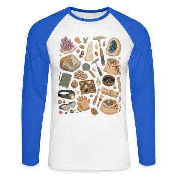 Amour de pierre | Minéraux & Cristaux - T-shirt baseball manches longues Homme - blanc/bleu royal - Devant - Nik (191cm)
