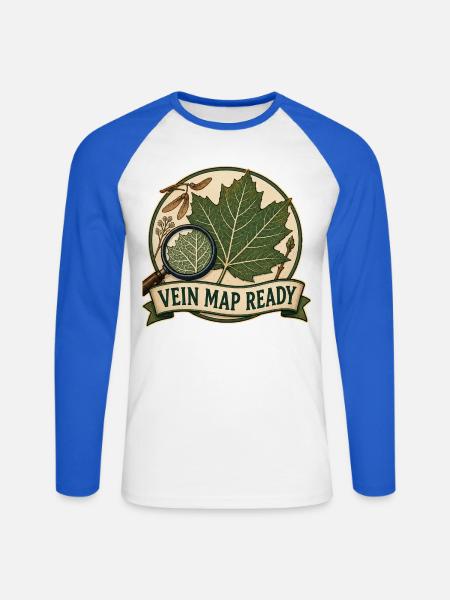 VEIN MAP READY - Unisex Baseballshirt langarm - Weiß/Royalblau