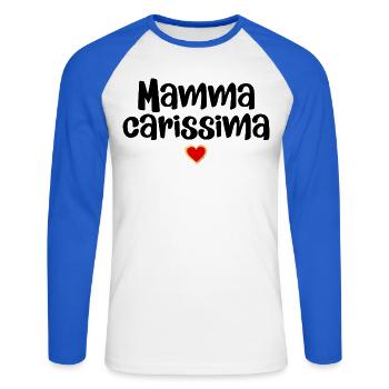 Mamma Carissima, Italia - Unisex Long Sleeve Baseball T-Shirt - white/royal blue - Front - Nik (191cm)