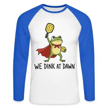 Nous Dink à l’aube - Pickleball Frog Padel Sport - T-shirt baseball manches longues Homme - blanc/bleu royal - Devant - Nik (191cm)