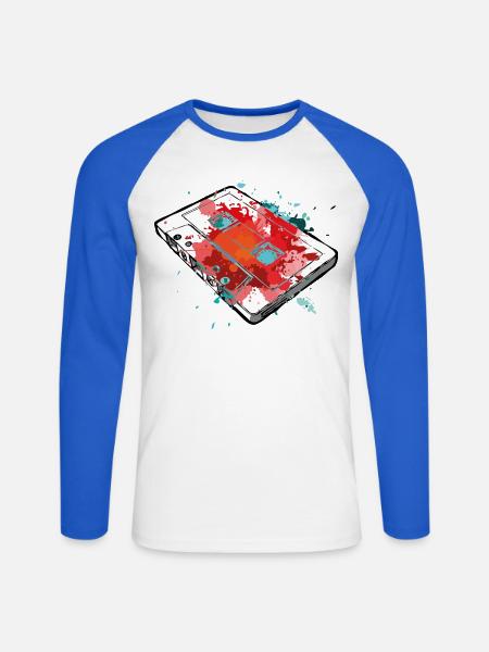 Farb-Splash-Tape - Unisex Baseballshirt langarm - Weiß/Royalblau