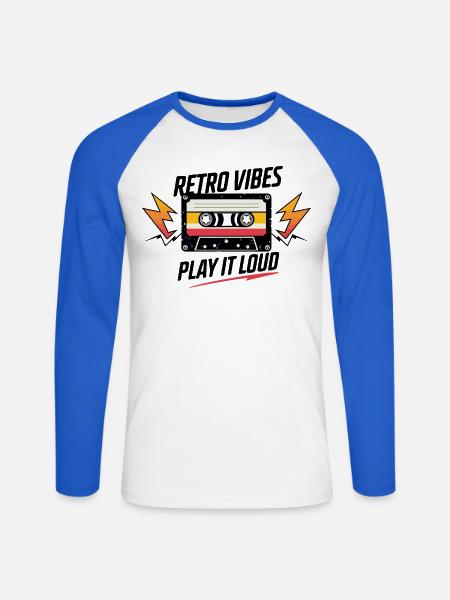 Retro-Vibes - Unisex Baseballshirt langarm - Weiß/Royalblau