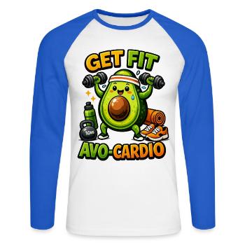 AVO-CARDIO – Avocat en entraînement - T-shirt baseball manches longues Homme - blanc/bleu royal - Devant - Nik (191cm)
