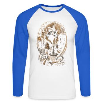 Maréchal-ferrant - T-shirt baseball manches longues Homme - blanc/bleu royal - Devant - Nik (191cm)