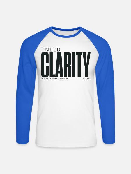 Ich brauche Klarheit | Fotografenausgabe - Unisex Baseballshirt langarm - Weiß/Royalblau