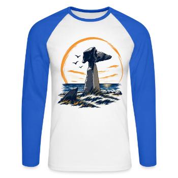 Clay Hirtshals - T-shirt baseball manches longues Homme - blanc/bleu royal - Devant - Nik (191cm)