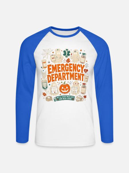 Krankenschwester Krankenpfleger Halloween - Unisex Baseballshirt langarm - Weiß/Royalblau