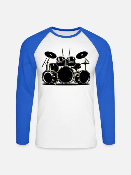Schlagzeug, Trommeln, Trommeln - Unisex Baseballshirt langarm - Weiß/Royalblau