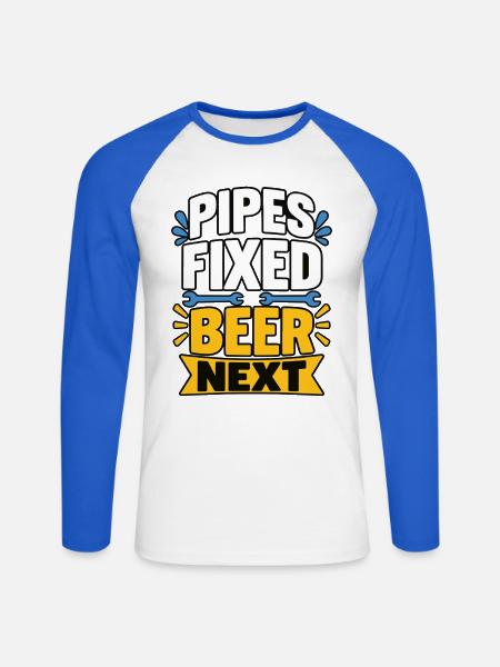 Bierliebhaber Bierfan Geschenk Bier Spruch - Unisex Baseballshirt langarm - Weiß/Royalblau