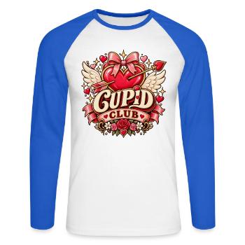 Cupid Club – Romantisches Herz mit Flügeln - Unisex Baseballshirt langarm - Weiß/Royalblau - Vorne - Nik (191cm)