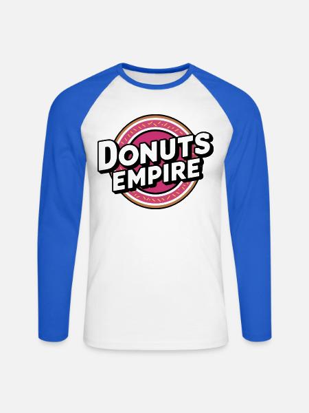 Donuts-Imperium - Unisex Baseballshirt langarm - Weiß/Royalblau