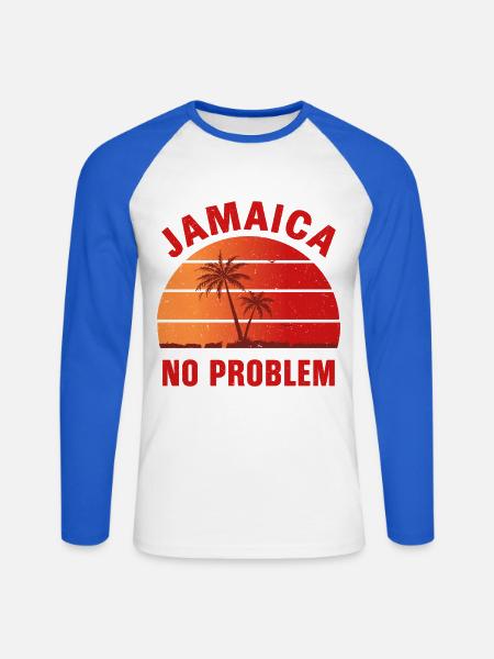 Jamaika Kein Problem - Unisex Baseballshirt langarm - Weiß/Royalblau