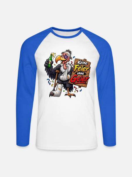 Geier mit Partyglanz - Unisex Baseballshirt langarm - Weiß/Royalblau