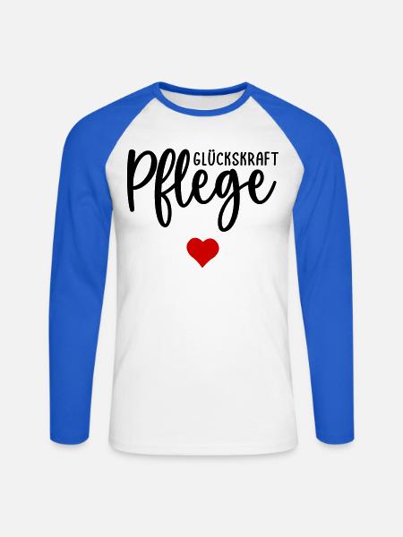 Pflege Pflegefachkraft Herz - Unisex Baseballshirt langarm - Weiß/Royalblau