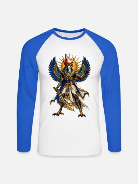 Horus Krieger mit Sonnenstern - Unisex Baseballshirt langarm - Weiß/Royalblau