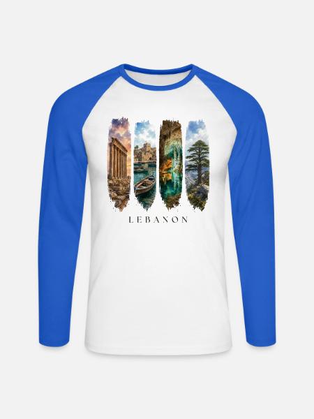 Libanon Travel – Beirut & Kultur Motiv - Unisex Baseballshirt langarm - Weiß/Royalblau
