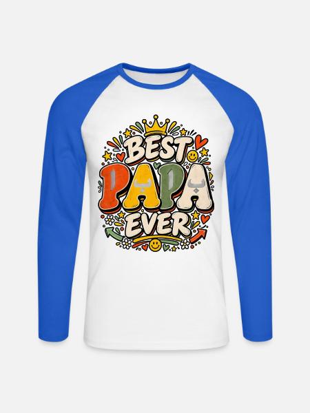 Retro Bester Arabischer Stil Baba - Unisex Baseballshirt langarm - Weiß/Royalblau