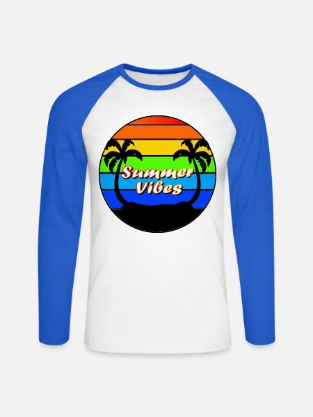 Sommerstimmung - Unisex Baseballshirt langarm - Weiß/Royalblau