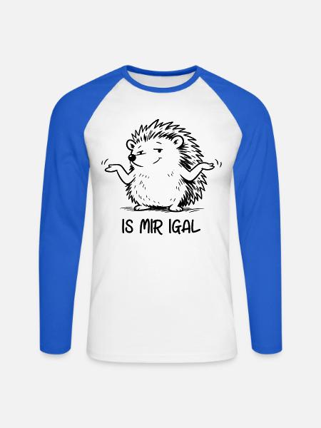 Igel - is mir igal - Unisex Baseballshirt langarm - Weiß/Royalblau