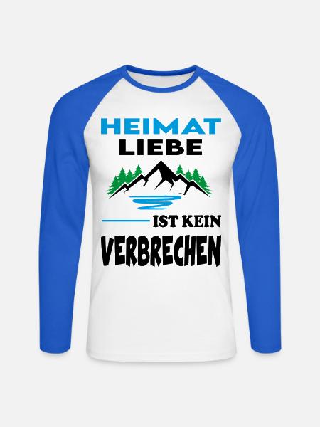 Heimatliebe ist kein Verbrechen Sprüche Berge - Unisex Baseballshirt langarm - Weiß/Royalblau