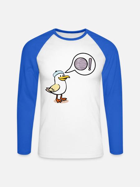 Möwenball Pétanque - Unisex Baseballshirt langarm - Weiß/Royalblau