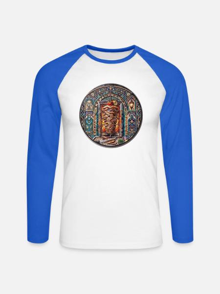 Döner Mosaik - Unisex Baseballshirt langarm - Weiß/Royalblau
