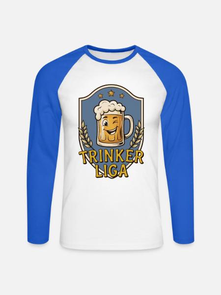Trinker Liga - Unisex Baseballshirt langarm - Weiß/Royalblau