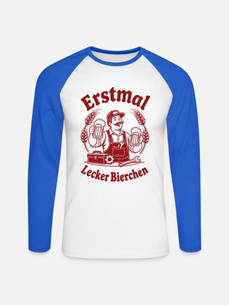 Handwerker Bier Spruch - Unisex Baseballshirt langarm - Weiß/Royalblau