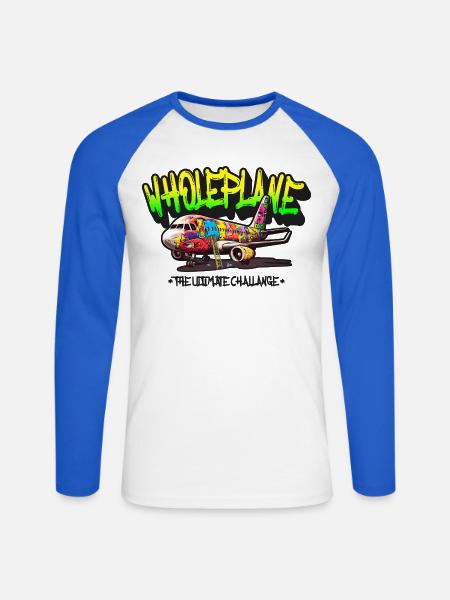 Wholeplane Graffiti Style - Unisex Baseballshirt langarm - Weiß/Royalblau