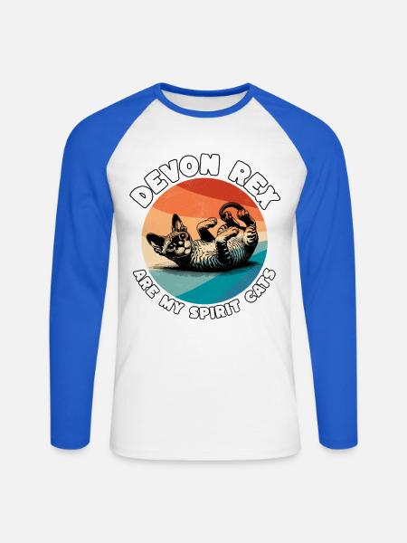 Lustige Devon Rex Sprüche - Unisex Baseballshirt langarm - Weiß/Royalblau