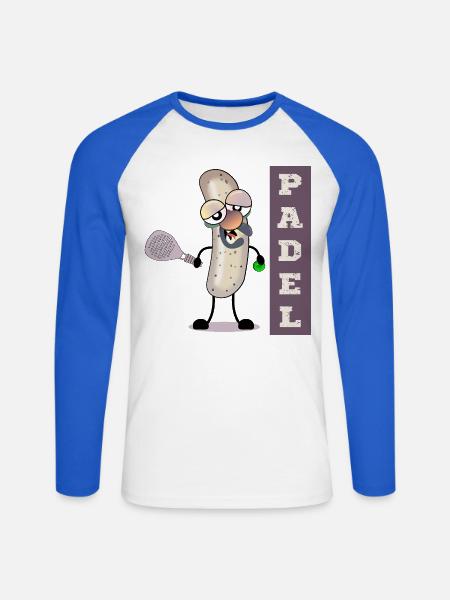 Padel Tennis Weißwurst - Unisex Baseballshirt langarm - Weiß/Royalblau