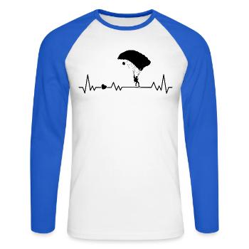 Fallschirmspringer Herzschlag Fallschirm Flugsport - Unisex Baseballshirt langarm - Weiß/Royalblau - Vorne - Nik (191cm)