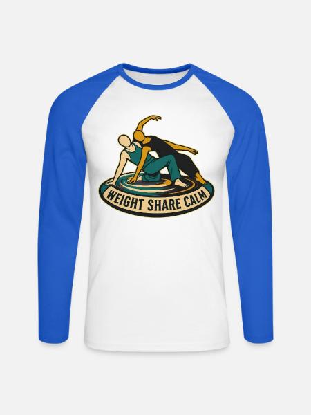 WEIGHT SHARE CALM - Unisex Baseballshirt langarm - Weiß/Royalblau