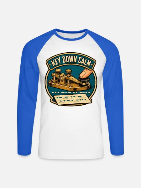 KEY DOWN CALM - Unisex Baseballshirt langarm - Weiß/Royalblau